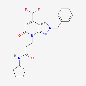 molecular formula C22H24F2N4O2 B10930279 3-[2-benzyl-4-(difluoromethyl)-6-oxo-2,6-dihydro-7H-pyrazolo[3,4-b]pyridin-7-yl]-N-cyclopentylpropanamide 