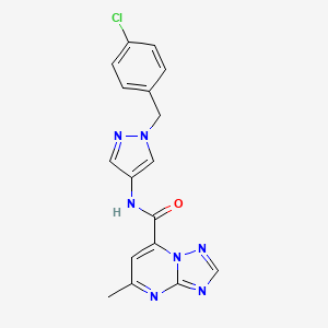 molecular formula C17H14ClN7O B10930288 N-[1-(4-chlorobenzyl)-1H-pyrazol-4-yl]-5-methyl[1,2,4]triazolo[1,5-a]pyrimidine-7-carboxamide 