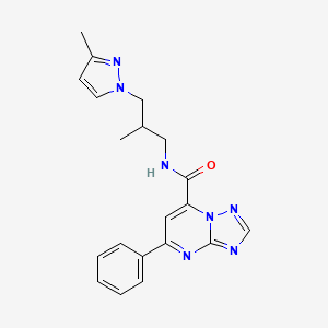 molecular formula C20H21N7O B10930291 N-[2-methyl-3-(3-methyl-1H-pyrazol-1-yl)propyl]-5-phenyl[1,2,4]triazolo[1,5-a]pyrimidine-7-carboxamide 