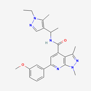 N-[1-(1-ethyl-5-methyl-1H-pyrazol-4-yl)ethyl]-6-(3-methoxyphenyl)-1,3-dimethyl-1H-pyrazolo[3,4-b]pyridine-4-carboxamide