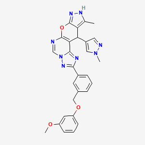 4-[3-[(3-methoxyphenoxy)methyl]phenyl]-14-methyl-16-(1-methylpyrazol-4-yl)-10-oxa-3,5,6,8,12,13-hexazatetracyclo[7.7.0.02,6.011,15]hexadeca-1(9),2,4,7,11,14-hexaene