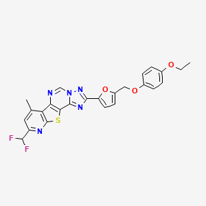 molecular formula C25H19F2N5O3S B10930327 13-(difluoromethyl)-4-[5-[(4-ethoxyphenoxy)methyl]furan-2-yl]-11-methyl-16-thia-3,5,6,8,14-pentazatetracyclo[7.7.0.02,6.010,15]hexadeca-1(9),2,4,7,10(15),11,13-heptaene 