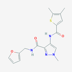 molecular formula C17H18N4O3S B10930352 4-{[(4,5-dimethylthiophen-2-yl)carbonyl]amino}-N-(furan-2-ylmethyl)-1-methyl-1H-pyrazole-3-carboxamide 