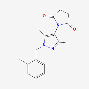 molecular formula C17H19N3O2 B10930382 1-[3,5-dimethyl-1-(2-methylbenzyl)-1H-pyrazol-4-yl]pyrrolidine-2,5-dione 