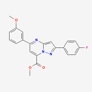 molecular formula C21H16FN3O3 B10930388 Methyl 2-(4-fluorophenyl)-5-(3-methoxyphenyl)pyrazolo[1,5-a]pyrimidine-7-carboxylate 