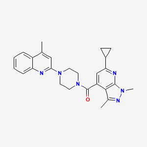 molecular formula C26H28N6O B10930395 (6-cyclopropyl-1,3-dimethyl-1H-pyrazolo[3,4-b]pyridin-4-yl)[4-(4-methylquinolin-2-yl)piperazin-1-yl]methanone 