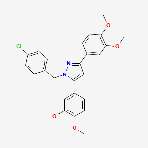 molecular formula C26H25ClN2O4 B10930421 1-(4-chlorobenzyl)-3,5-bis(3,4-dimethoxyphenyl)-1H-pyrazole 