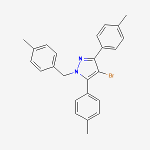 molecular formula C25H23BrN2 B10930494 4-bromo-1-(4-methylbenzyl)-3,5-bis(4-methylphenyl)-1H-pyrazole 