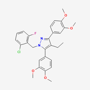 1-(2-chloro-6-fluorobenzyl)-3,5-bis(3,4-dimethoxyphenyl)-4-ethyl-1H-pyrazole