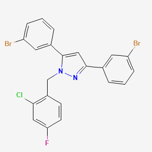 molecular formula C22H14Br2ClFN2 B10930500 3,5-bis(3-bromophenyl)-1-(2-chloro-4-fluorobenzyl)-1H-pyrazole 