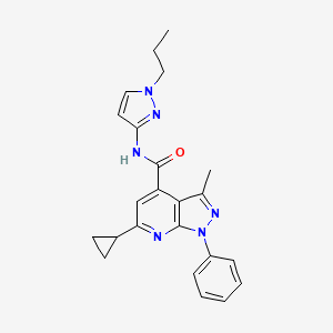 molecular formula C23H24N6O B10930501 6-cyclopropyl-3-methyl-1-phenyl-N-(1-propyl-1H-pyrazol-3-yl)-1H-pyrazolo[3,4-b]pyridine-4-carboxamide 