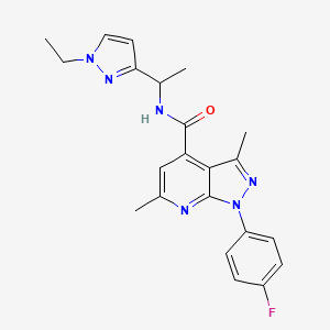 N-[1-(1-ethyl-1H-pyrazol-3-yl)ethyl]-1-(4-fluorophenyl)-3,6-dimethyl-1H-pyrazolo[3,4-b]pyridine-4-carboxamide