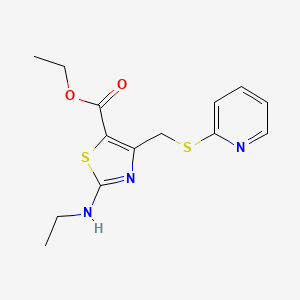 molecular formula C14H17N3O2S2 B10930534 Ethyl 2-(ethylamino)-4-[(pyridin-2-ylsulfanyl)methyl]-1,3-thiazole-5-carboxylate 