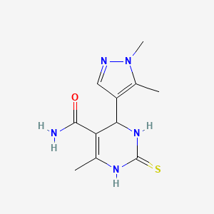 molecular formula C11H15N5OS B10930550 4-(1,5-dimethyl-1H-pyrazol-4-yl)-6-methyl-2-thioxo-1,2,3,4-tetrahydropyrimidine-5-carboxamide 