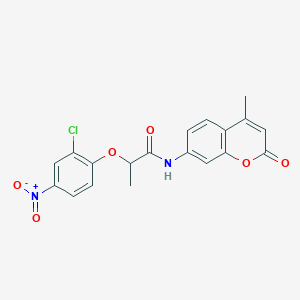 molecular formula C19H15ClN2O6 B10930553 2-(2-chloro-4-nitrophenoxy)-N-(4-methyl-2-oxo-2H-chromen-7-yl)propanamide 