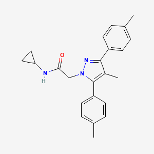 molecular formula C23H25N3O B10930564 N-cyclopropyl-2-[4-methyl-3,5-bis(4-methylphenyl)-1H-pyrazol-1-yl]acetamide 