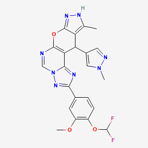 molecular formula C22H18F2N8O3 B10930589 4-[4-(difluoromethoxy)-3-methoxyphenyl]-14-methyl-16-(1-methylpyrazol-4-yl)-10-oxa-3,5,6,8,12,13-hexazatetracyclo[7.7.0.02,6.011,15]hexadeca-1(9),2,4,7,11,14-hexaene 