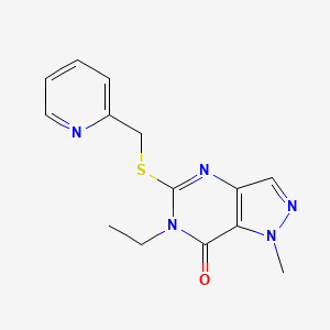 molecular formula C14H15N5OS B10930597 6-ethyl-1-methyl-5-[(pyridin-2-ylmethyl)sulfanyl]-1,6-dihydro-7H-pyrazolo[4,3-d]pyrimidin-7-one 