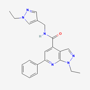 1-ethyl-N-[(1-ethyl-1H-pyrazol-4-yl)methyl]-6-phenyl-1H-pyrazolo[3,4-b]pyridine-4-carboxamide