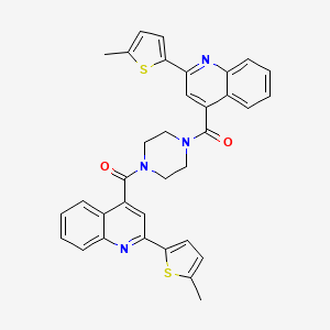 molecular formula C34H28N4O2S2 B10930609 Piperazine-1,4-diylbis{[2-(5-methylthiophen-2-yl)quinolin-4-yl]methanone} 