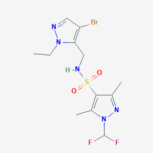 molecular formula C12H16BrF2N5O2S B10930638 N-[(4-bromo-1-ethyl-1H-pyrazol-5-yl)methyl]-1-(difluoromethyl)-3,5-dimethyl-1H-pyrazole-4-sulfonamide 