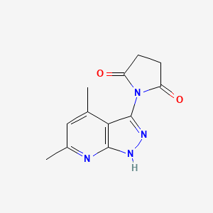 molecular formula C12H12N4O2 B10930646 1-(4,6-dimethyl-1H-pyrazolo[3,4-b]pyridin-3-yl)pyrrolidine-2,5-dione 