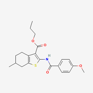 molecular formula C21H25NO4S B10930677 Propyl 2-[(4-methoxybenzoyl)amino]-6-methyl-4,5,6,7-tetrahydro-1-benzothiophene-3-carboxylate 