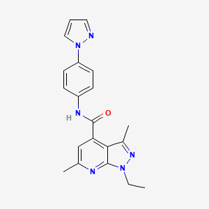 1-ethyl-3,6-dimethyl-N-[4-(1H-pyrazol-1-yl)phenyl]-1H-pyrazolo[3,4-b]pyridine-4-carboxamide