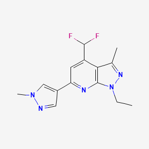 molecular formula C14H15F2N5 B10930711 4-(difluoromethyl)-1-ethyl-3-methyl-6-(1-methyl-1H-pyrazol-4-yl)-1H-pyrazolo[3,4-b]pyridine 