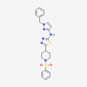 N-(1-benzyl-1H-pyrazol-3-yl)-5-[1-(phenylsulfonyl)piperidin-4-yl]-1,3,4-thiadiazol-2-amine