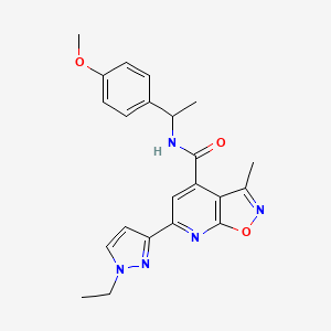 molecular formula C22H23N5O3 B10930734 6-(1-ethyl-1H-pyrazol-3-yl)-N-[1-(4-methoxyphenyl)ethyl]-3-methyl[1,2]oxazolo[5,4-b]pyridine-4-carboxamide 