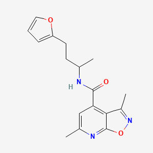 molecular formula C17H19N3O3 B10930735 N-[4-(furan-2-yl)butan-2-yl]-3,6-dimethyl[1,2]oxazolo[5,4-b]pyridine-4-carboxamide 