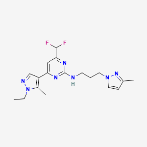 molecular formula C18H23F2N7 B10930743 4-(difluoromethyl)-6-(1-ethyl-5-methyl-1H-pyrazol-4-yl)-N-[3-(3-methyl-1H-pyrazol-1-yl)propyl]pyrimidin-2-amine 