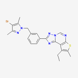 molecular formula C22H21BrN6S B10930749 2-{3-[(4-bromo-3,5-dimethyl-1H-pyrazol-1-yl)methyl]phenyl}-9-ethyl-8-methylthieno[3,2-e][1,2,4]triazolo[1,5-c]pyrimidine 