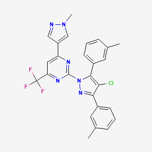 2-[4-chloro-3,5-bis(3-methylphenyl)-1H-pyrazol-1-yl]-4-(1-methyl-1H-pyrazol-4-yl)-6-(trifluoromethyl)pyrimidine