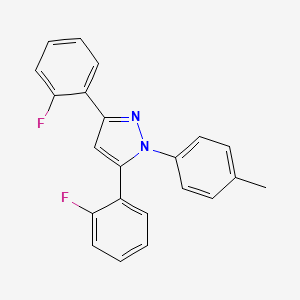 molecular formula C22H16F2N2 B10930878 3,5-Bis(2-fluorophenyl)-1-(4-methylphenyl)-1H-pyrazole CAS No. 1006323-24-5