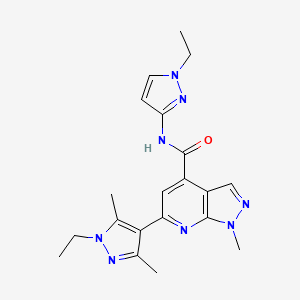 molecular formula C20H24N8O B10930883 6-(1-ethyl-3,5-dimethyl-1H-pyrazol-4-yl)-N-(1-ethyl-1H-pyrazol-3-yl)-1-methyl-1H-pyrazolo[3,4-b]pyridine-4-carboxamide 