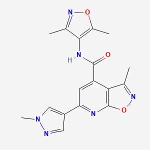 molecular formula C17H16N6O3 B10930899 N-(3,5-dimethyl-1,2-oxazol-4-yl)-3-methyl-6-(1-methyl-1H-pyrazol-4-yl)[1,2]oxazolo[5,4-b]pyridine-4-carboxamide 