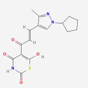 molecular formula C16H17N3O4S B10930911 5-[(2E)-3-(1-cyclopentyl-3-methyl-1H-pyrazol-4-yl)prop-2-enoyl]-4-hydroxy-2H-1,3-thiazine-2,6(3H)-dione 