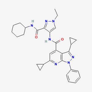 N-[3-(cyclohexylcarbamoyl)-1-ethyl-1H-pyrazol-4-yl]-3,6-dicyclopropyl-1-phenyl-1H-pyrazolo[3,4-b]pyridine-4-carboxamide