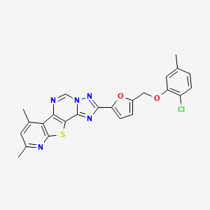 molecular formula C24H18ClN5O2S B10930931 4-[5-[(2-chloro-5-methylphenoxy)methyl]furan-2-yl]-11,13-dimethyl-16-thia-3,5,6,8,14-pentazatetracyclo[7.7.0.02,6.010,15]hexadeca-1(9),2,4,7,10(15),11,13-heptaene 