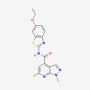 molecular formula C18H17N5O2S B10930934 N-(6-ethoxy-1,3-benzothiazol-2-yl)-1,6-dimethyl-1H-pyrazolo[3,4-b]pyridine-4-carboxamide 