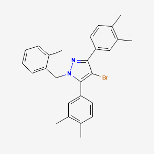 molecular formula C27H27BrN2 B10930969 4-bromo-3,5-bis(3,4-dimethylphenyl)-1-(2-methylbenzyl)-1H-pyrazole 