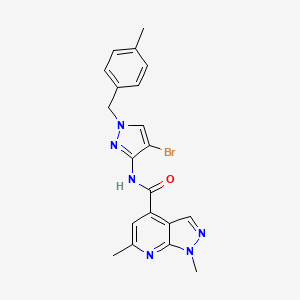 molecular formula C20H19BrN6O B10930970 N-[4-bromo-1-(4-methylbenzyl)-1H-pyrazol-3-yl]-1,6-dimethyl-1H-pyrazolo[3,4-b]pyridine-4-carboxamide 