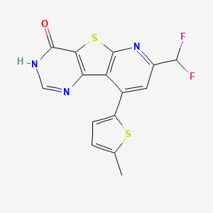 molecular formula C15H9F2N3OS2 B10930990 11-(difluoromethyl)-13-(5-methylthiophen-2-yl)-8-thia-3,5,10-triazatricyclo[7.4.0.02,7]trideca-1(9),2(7),3,10,12-pentaen-6-one 