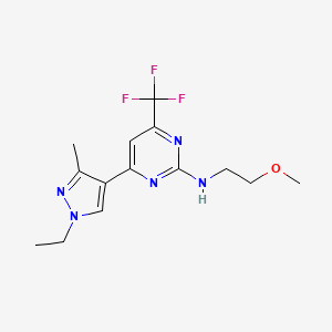 4-(1-ethyl-3-methyl-1H-pyrazol-4-yl)-N-(2-methoxyethyl)-6-(trifluoromethyl)pyrimidin-2-amine