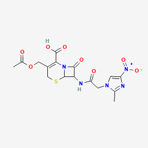 molecular formula C16H17N5O8S B10930996 3-[(acetyloxy)methyl]-7-{[(2-methyl-4-nitro-1H-imidazol-1-yl)acetyl]amino}-8-oxo-5-thia-1-azabicyclo[4.2.0]oct-2-ene-2-carboxylic acid 