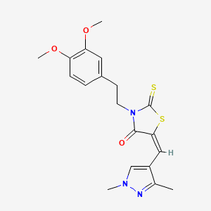 molecular formula C19H21N3O3S2 B10931017 (5E)-3-[2-(3,4-dimethoxyphenyl)ethyl]-5-[(1,3-dimethyl-1H-pyrazol-4-yl)methylidene]-2-thioxo-1,3-thiazolidin-4-one 