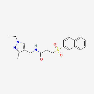 N-[(1-ethyl-3-methyl-1H-pyrazol-4-yl)methyl]-3-(naphthalen-2-ylsulfonyl)propanamide