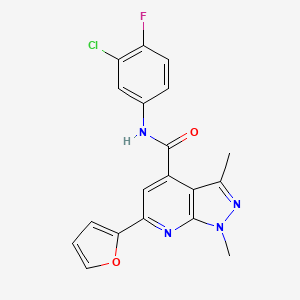 N-(3-chloro-4-fluorophenyl)-6-(furan-2-yl)-1,3-dimethyl-1H-pyrazolo[3,4-b]pyridine-4-carboxamide